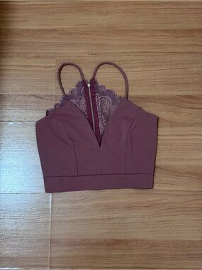 Dusty Rose Lace Back Crop Top Size Small